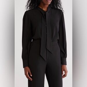 DKNY Tie Front Long Sleeve Blouse. Size XL